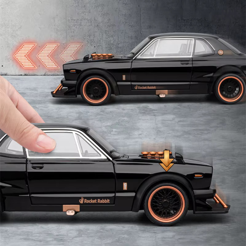 MAKEDA Skyline 2000 GT-R Sportwagen-Modell, 1:22, Metall, mit Licht und Sound - Bild 2