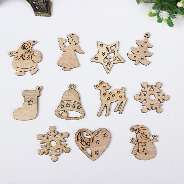 100 Stück SZ-Damai Holzanhänger in Beige für Weihnachtsdekoration und DIY-Projekte - Bild 1