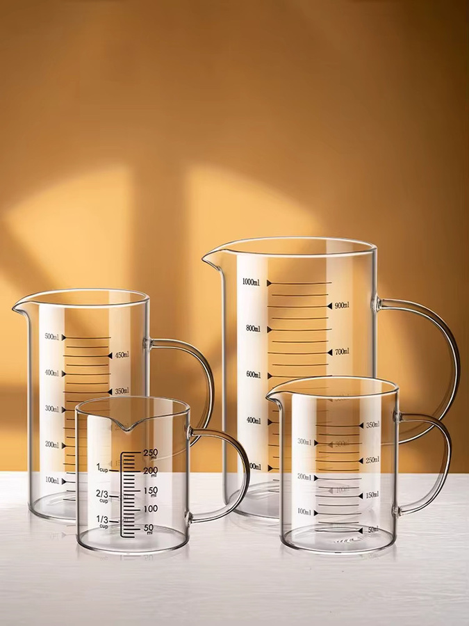 YWDL Glas-Messbecher mit Griff, hitzebeständiger Laborbecher für Küche und Labor, transparent, 250 ml - Bild 4