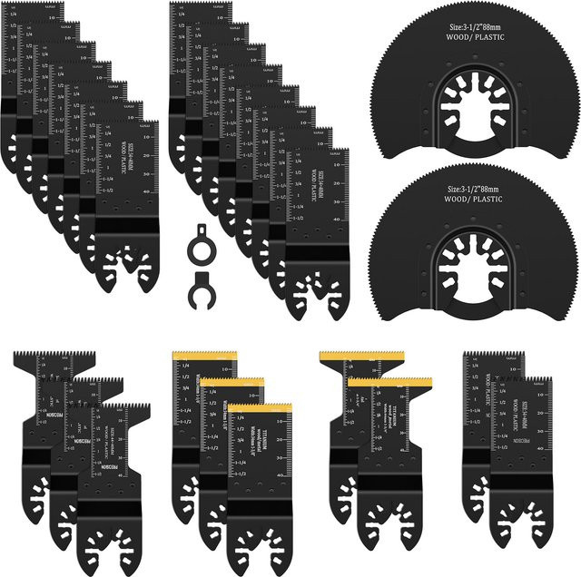 Hands DIY Set mit 27/12 Stück oszillierenden Sägeblättern als universelle Multi-Tool-Schneidklingen zum Schneiden von Holz, Metall und Kunststoff - Bild 1