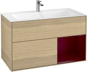 V&B Waschtischunterschrank Finion Wandbeleuchtung in Oak Veneer, Farbe Braun, B: 99,6 cm, H: 49,8 cm - Bild 1