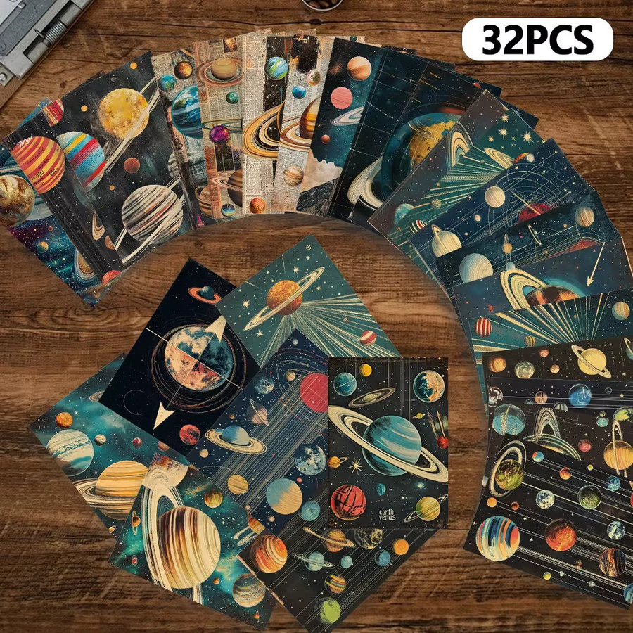 32 Stück Vintage-Postkarten mit Himmelsuniversum Motiv in Schwarz und Multicolour aus Papier für DIY-Projekte - Bild 4