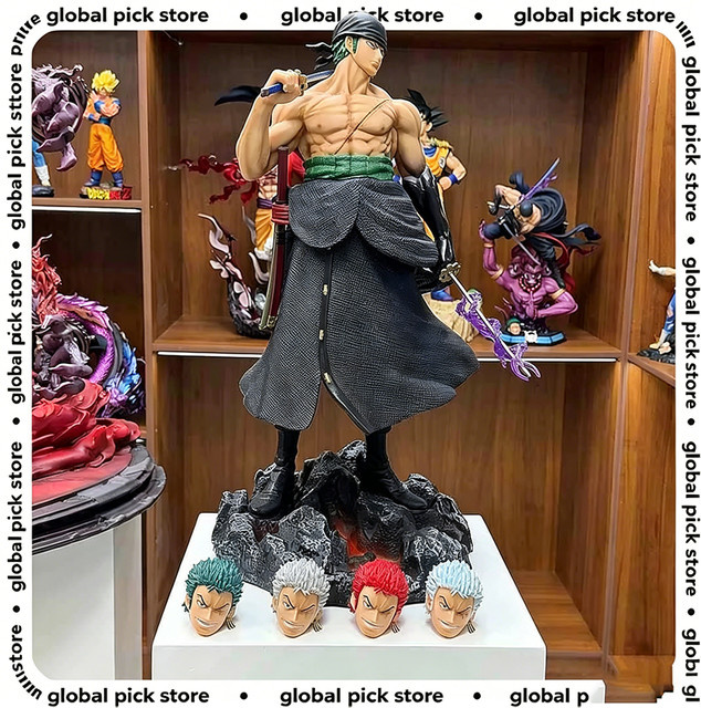 Bandai One Piece Roronoa Zoro Modellstatue, 50cm, mit 5 austauschbaren Köpfen - Bild 1