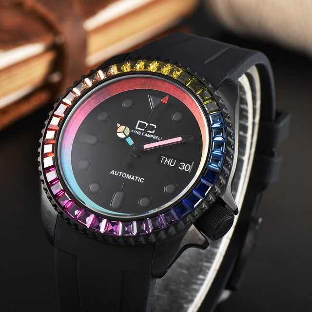 Dwayne Campbell Armbanduhr, Automatik, 42 mm, Diamantbesetzt, Schwarz, Herren - Bild 1