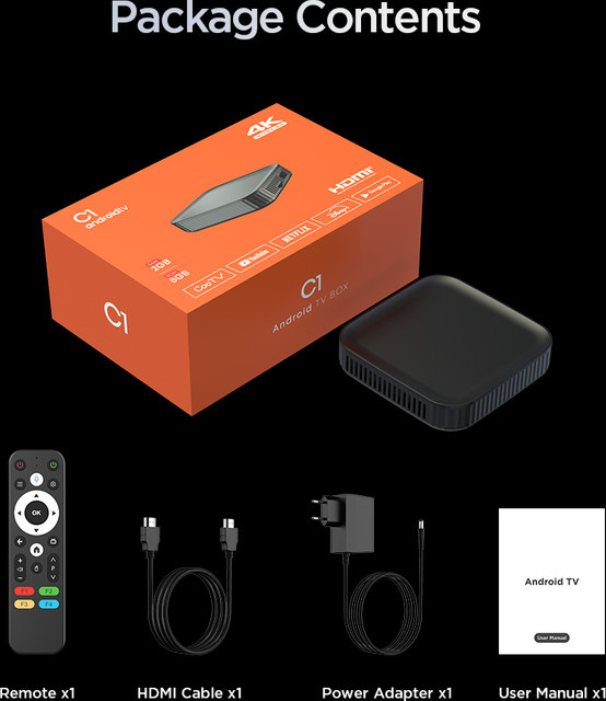Tanix C1 Smart TV Box H313 Media Player mit 4K UHD, Android 10, 2GB RAM, 8GB Speicher, 2,4G/5G WIFI6 und OTA-Unterstützung in Schwarz - Bild 1