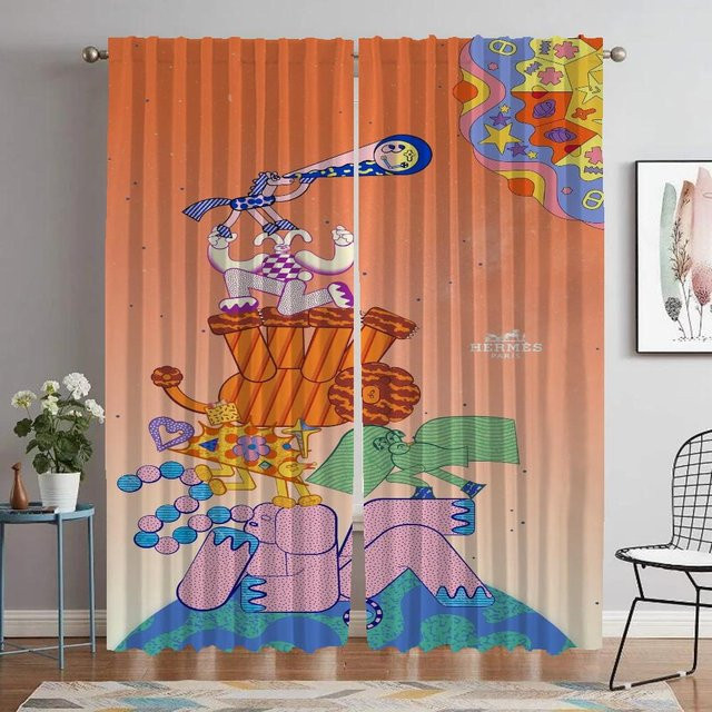Yiran Furniture Hermess Fenstervorhänge Set aus 2 Paneelen, Farbe Braun, B: 60 cm, H: 90 cm - Bild 1