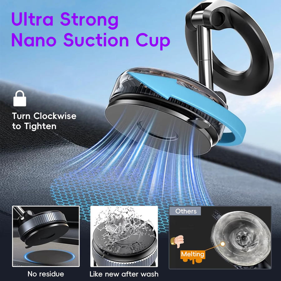 MagSafe Autotelefonhalterung mit Vakuum-Magnet und 360 Grad Verstellbarkeit, Schwarz - Bild 3