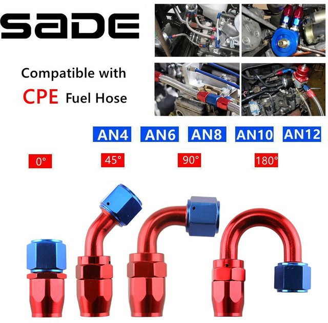 Universal CPE Schlauchende Adapter Kit für Öl und Kraftstoff in Rot mit 0°, 45°, 90° und 180° Winkeln für AN4 bis AN12 - Bild 1