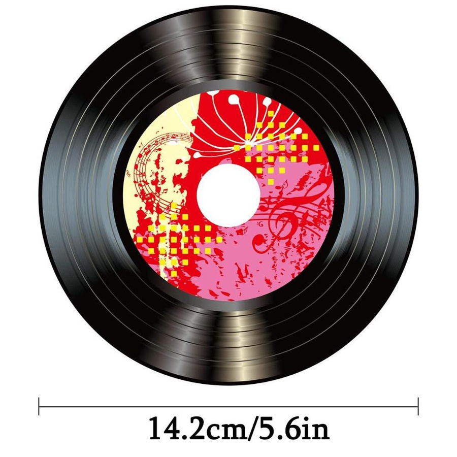 WTEMPO 35er Set Vinyl Schallplatten Wanddekoration für Rock and Roll Musik Partys, 14,2 cm, Mehrfarbig - Bild 2