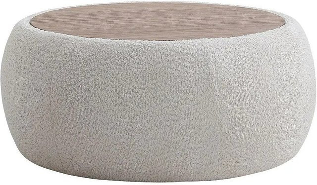 Vente-unique Couchtisch Sorieli in Weiß mit Bouclé-Stoff, B/T/H: 85 x 85 x 37 cm - Bild 1