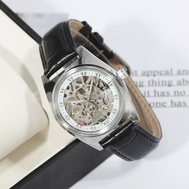 HEIMDALLR Analoguhr, Handaufzug, Edelstahl, Silber, Leder, 36 mm, Herren - Bild 1