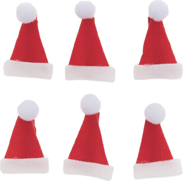 Rico Design Dekoklammern Weihnachtsmützen in Rot, 6 Stück, Höhe: 3,5 cm - Bild 1