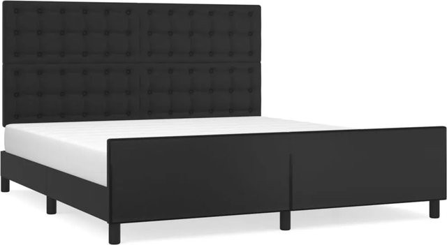 vidaXL Bettgestell mit Kopfteil in Schwarz aus Kunstleder und Holz, B/T/H: 180 x 200 x 128 cm - Bild 1
