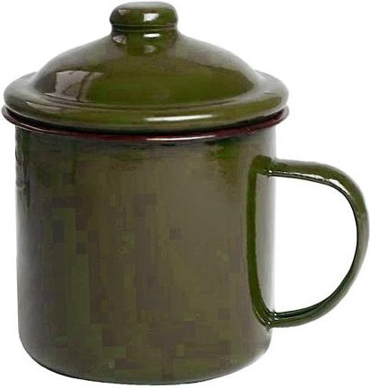 Retro Milchbecher aus Edelstahl mit Deckel, Schwarz, 360 ml - Bild 1