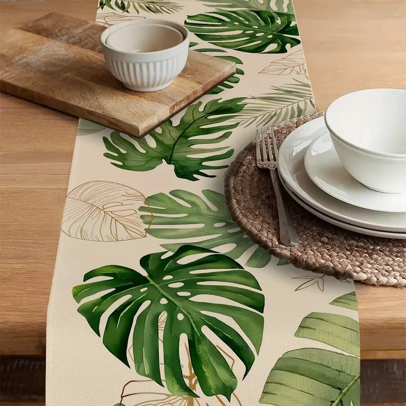 VIKAMA Tischläufer Tropisches Palmblatt Design für Luau- und Sommerpartys, Rechteckig, B/T: 90 x 33 cm - Bild 2