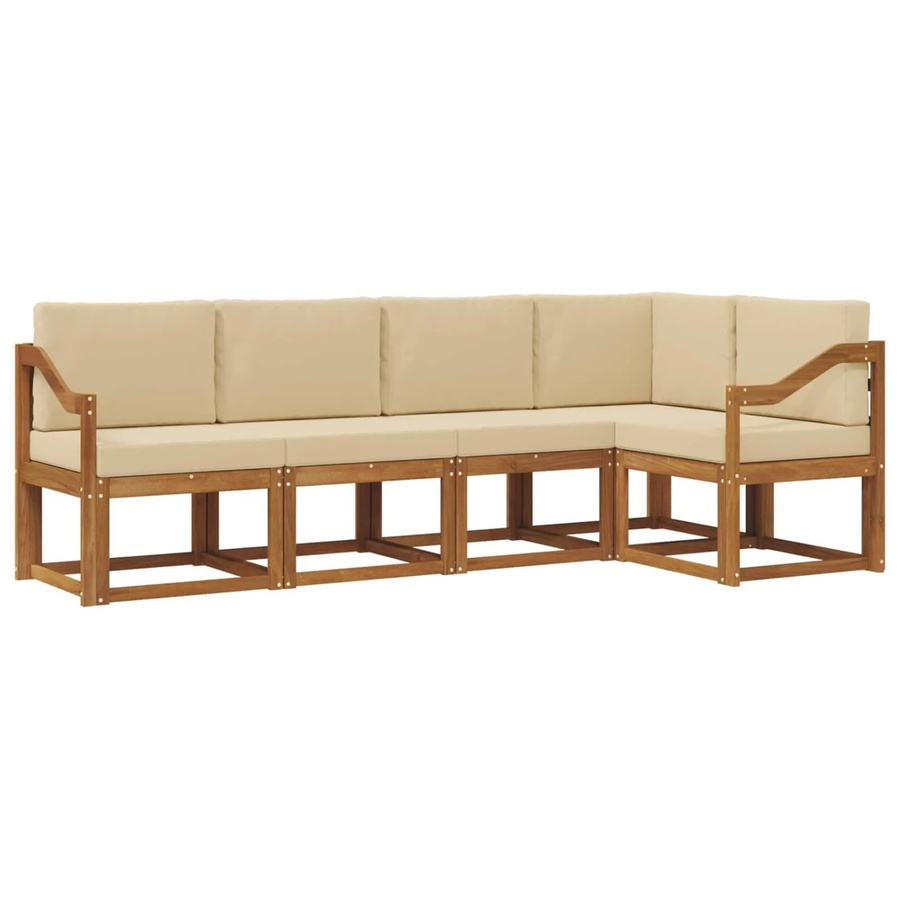 vidaXL L-Shape Garten-Sofa Set aus Akazienholz in Beige und Braun mit 5 Kissen - Bild 2