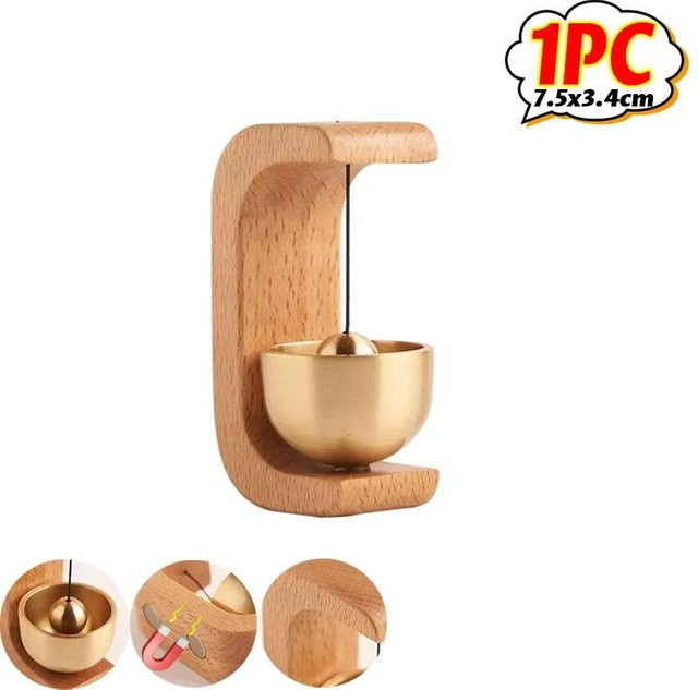 Magnetische Windspiele aus Massivholz und Messing als hängende Dekoration für den Eingangsbereich in Gold, Braun oder Weiß - Bild 1