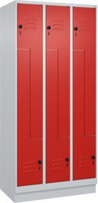 C+P Z-Spind Classic PLUS mit 6 Fächern, Sockel, Sicherheits-Drehriegel, Farbe Grau/Rot, B/T/H: 90 x 50 x 195 cm - Bild 1