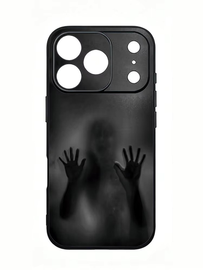 Apple iPhone Handyhülle mit Horror-Geist Motiv in Schwarz mit Satin-Glanz für iPhone 17 Pro Max, 16, 15, 14 und 13 mini - Bild 4