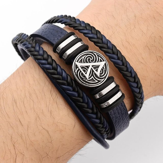 Rui Di Lederarmband, Zinklegierung, Blau, Herren - Bild 1