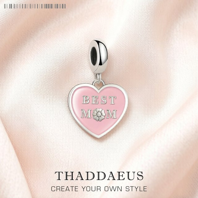 Thaddaeus Charme Anhänger 925 Silber, Rosa Herz, Damen - Bild 1