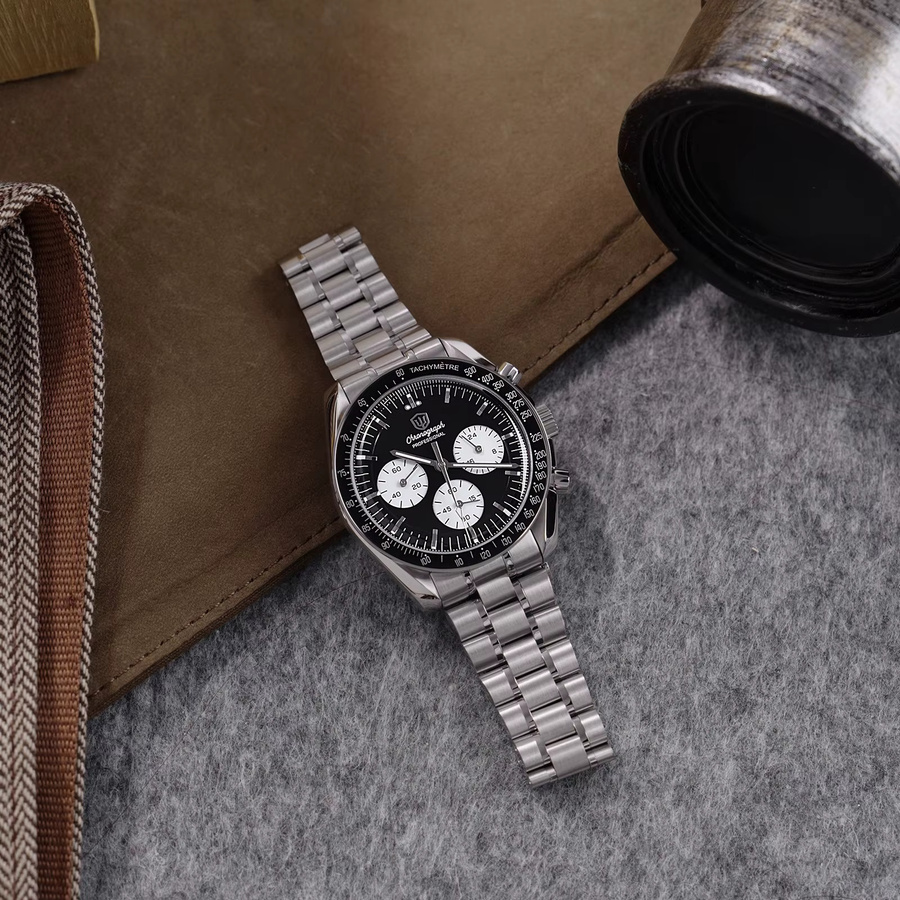 Watchdives Chronograph, Quarz, Edelstahl, Schwarz, 39 mm, Unisex - Bild 2