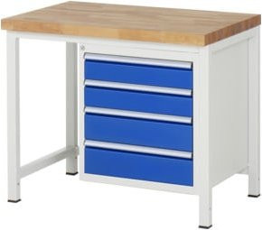 Rau Werkbank Serie 8162 höhenverstellbar mit 4 Schubladen, B/T/H: 100 x 70 x 84-104 cm - Bild 1
