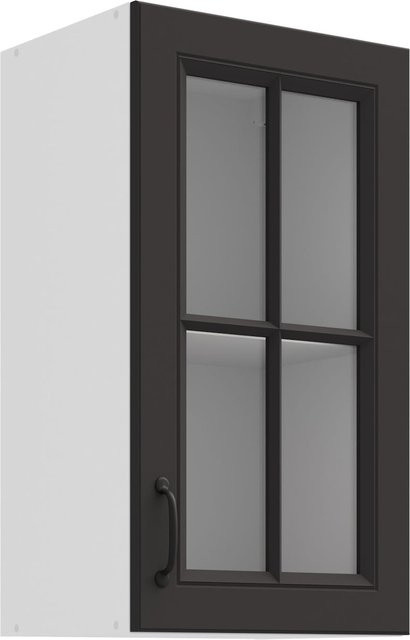 Glashängeschrank Stilo in Grau mit Glastüren und Regalböden im Landhausstil für deine Küchenzeile, Breite: 40 cm - Bild 1