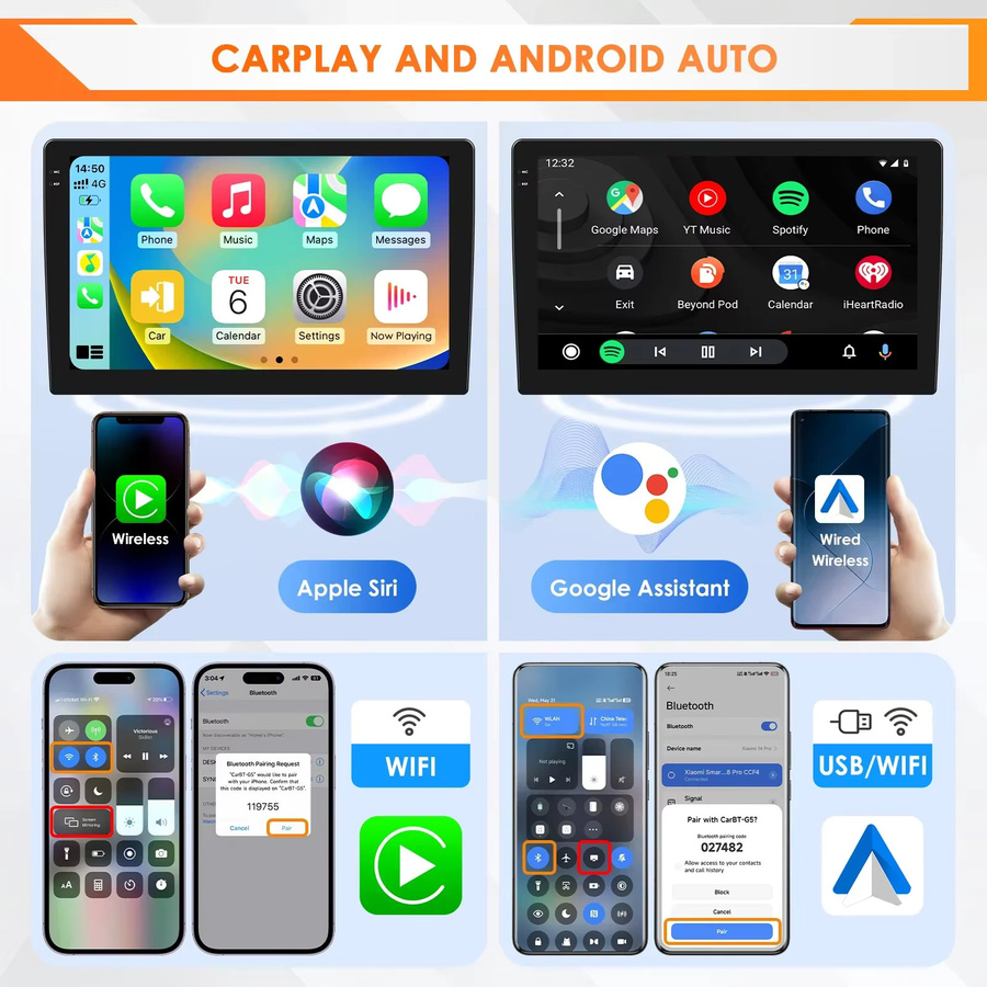 OSSURET Android 14 Auto-Multimedia-Videoplayer für Ford Mondeo 4 mk4 2010 - 2014 mit Carplay, Android Auto, 360 Kamera und Snapdragon 6115, Schwarz - Bild 3