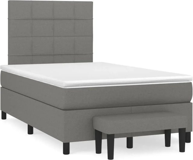 vidaXL Boxspringbett mit Matratze Hybrid Dunkelgrau B/T/H: 120 x 200 x 128 cm - Bild 1