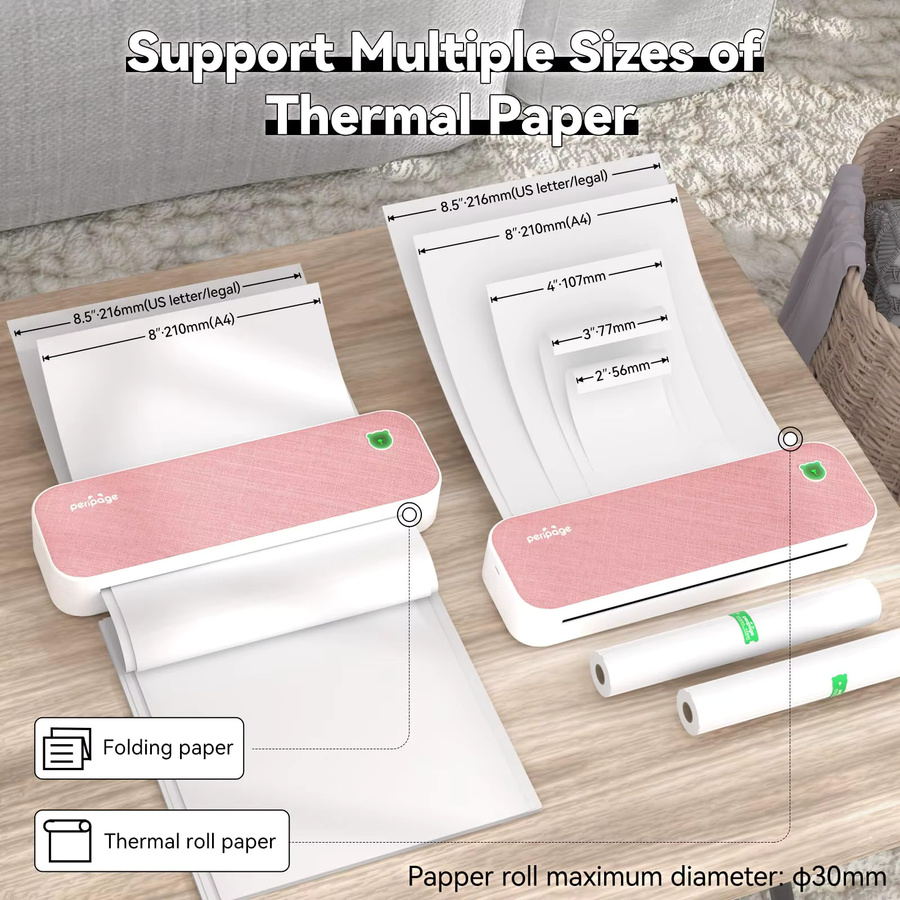 Peripage A40 Tragbarer A4-Minidrucker mit Bluetooth und Tintenfreier Thermotechnik - Bild 3
