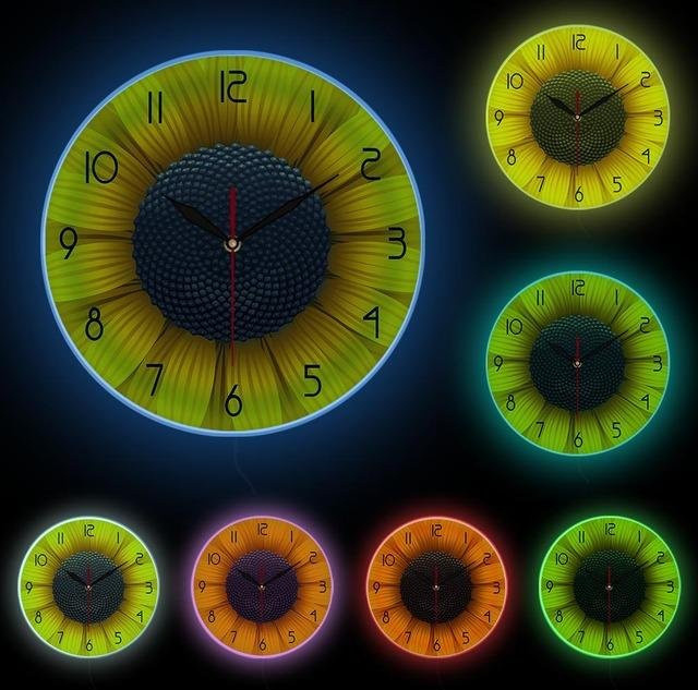 A Family Of Home Textiles Wanduhr Sonnenblume Gelb Analog Quartz Durchmesser: 30 cm - Bild 1