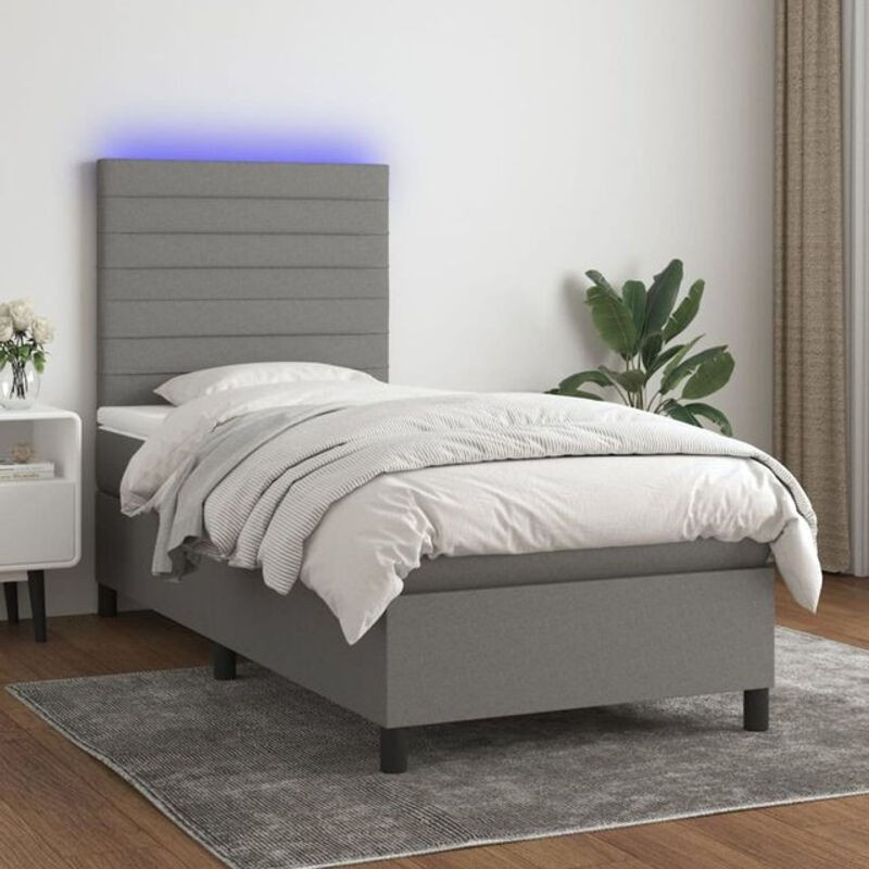 Vidaxl Boxspringbett mit Matratze aus Stoff in Dunkelgrau B/T: 100 x 200 cm - Bild 1