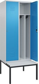C+P Spind Classic PLUS Garderobenbank mit 2 Abteilen, Lichtgrau, B/T/H: 212,0 x 80,0 x 81,5 cm - Bild 1