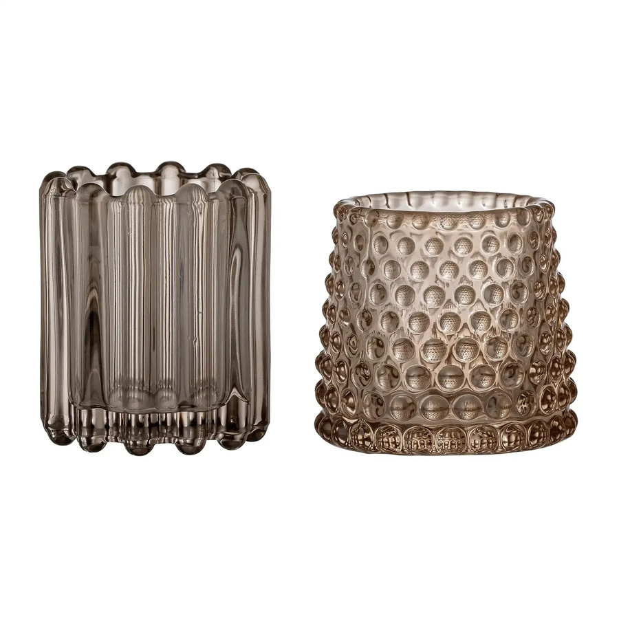Bloomingville Teelichthalter Rosslin aus Glas in Braun, Set von 2 Stück - Bild 1