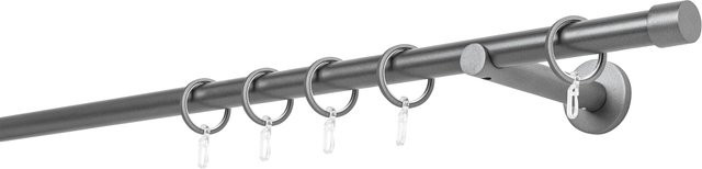 ONDECO Wandträger Set Anthrazit, 1-läufiges Rohr mit Endstück Cap, Länge: 380 cm, Durchmesser: 20 mm, Wandabstand: 12 cm - Bild 1