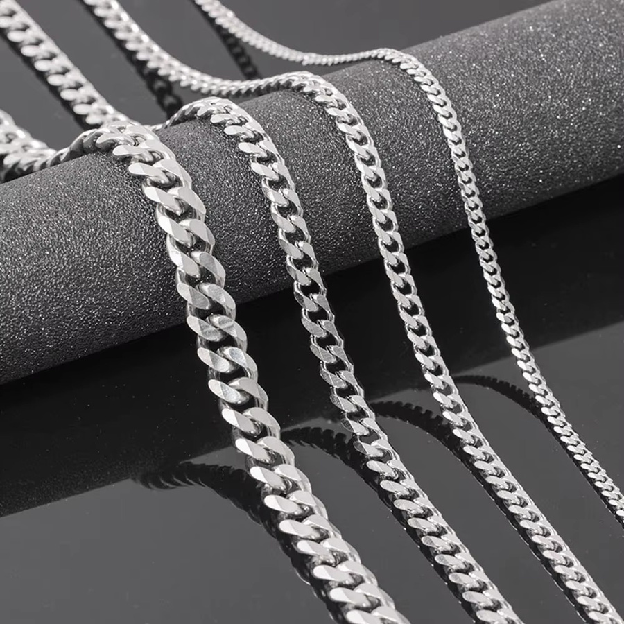 D&Rui Jewelry Kubanische Gliederkette, Edelstahl, Silber, Herren - Bild 2