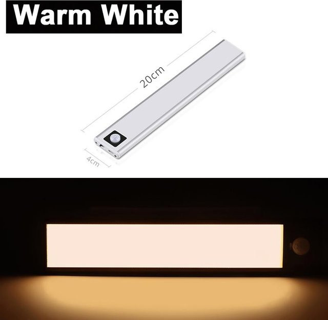 Rybakov Home Lighting USB-LED-Schrankleuchte aus Aluminium mit PIR-Bewegungssensor, silberfarben, wiederaufladbar - Bild 1