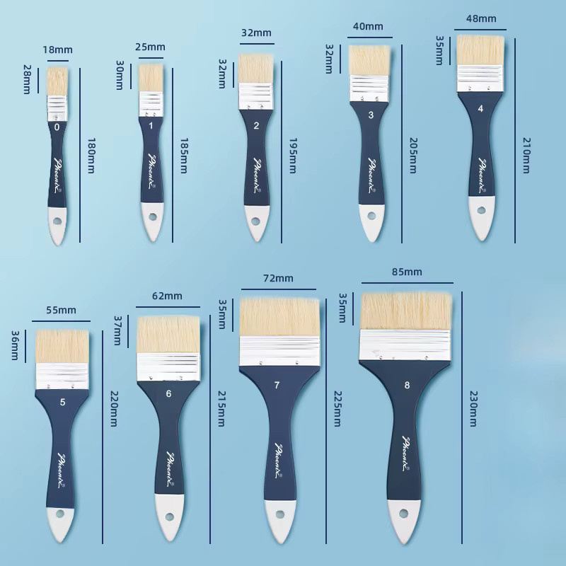 Emenne Chip-Pinsel Set mit Naturborsten und Holzgriff für Acryl, Öl und Kleber - Bild 5