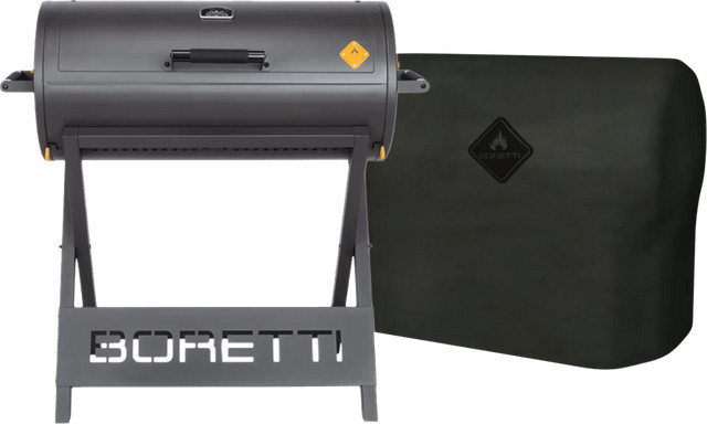 Boretti Barilo 2.0 Holzkohlegrill in Schwarz mit Grillbesteckhaken, Aschebehälter und gusseisernen Grillplatten sowie passende BBQ Abdeckung - Bild 1