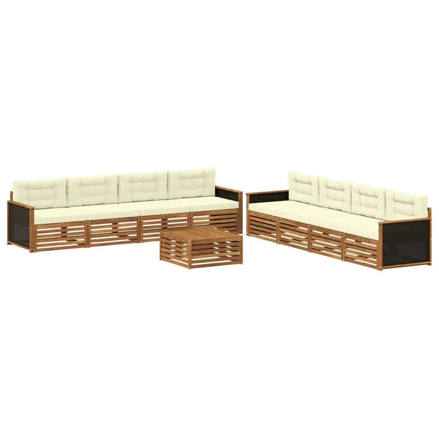 vidaXL Outdoor-Sofagarnitur aus Akazienholz mit Kissen in Beige und Braun - Bild 2