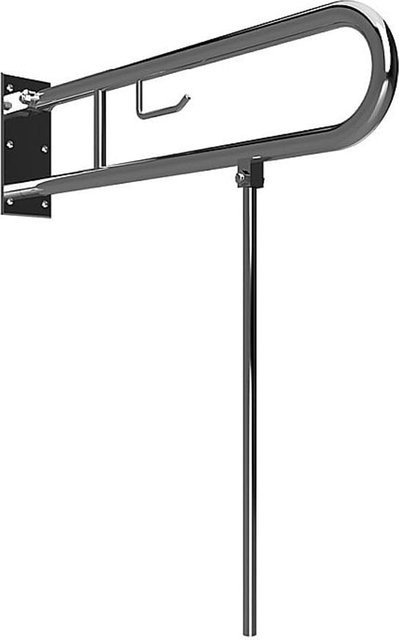 Brillantbad BELP Stützklappgriff in U-Form mit Toilettenpapierhalter und Standfuß, Edelstahl poliert, Silber, B/T/H: 10 x 80 x 82,9 cm, 120 kg Traglast - Bild 1