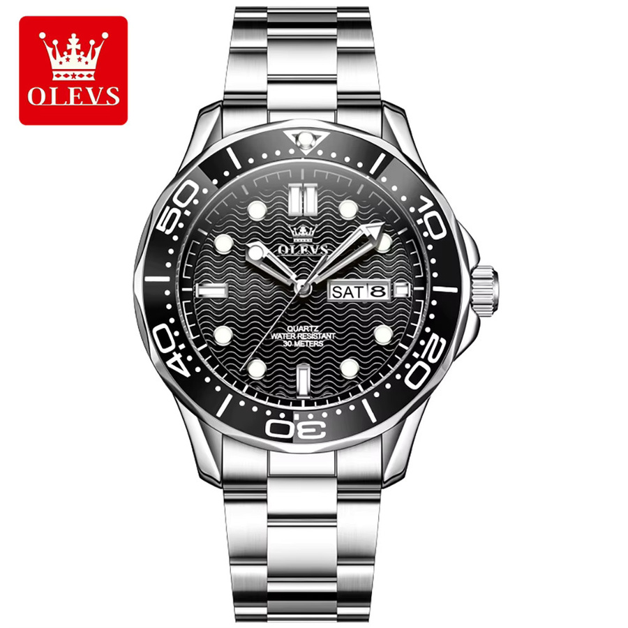 OLEVS Armbanduhr, Quarz, Edelstahl, Schwarz, Unisex - Bild 7