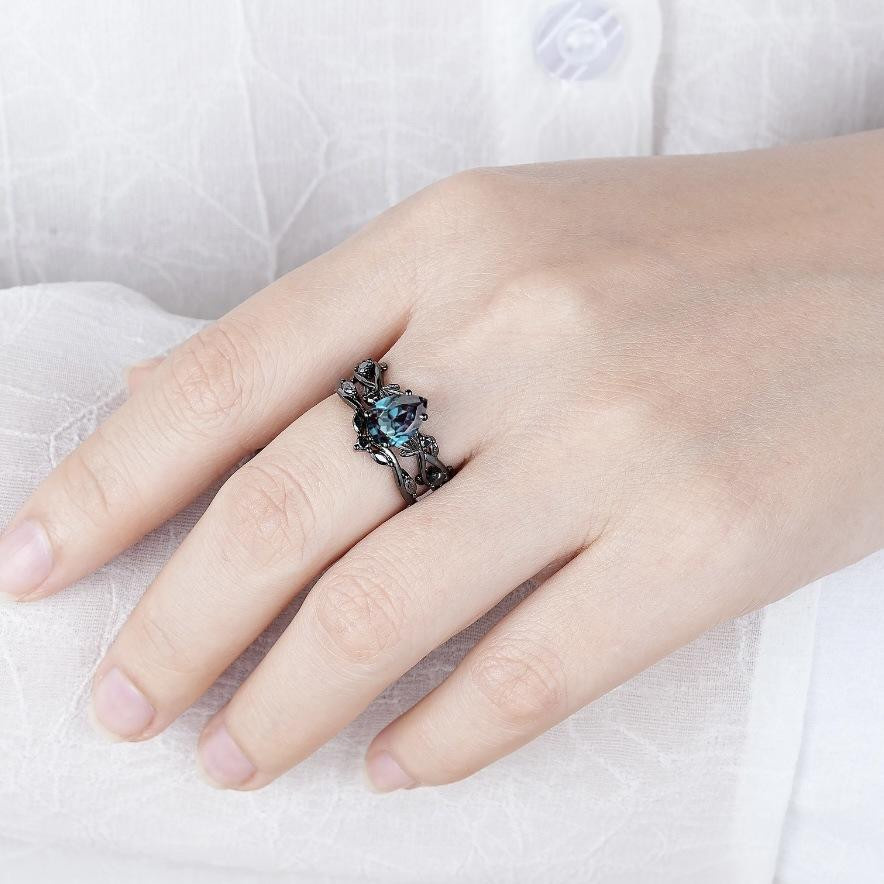 Ring, Kupfer, Schwarz, Diamant, Zirkonia, Damen, Ringgröße 9 - Bild 3