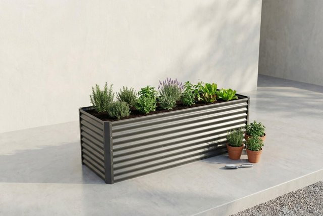 OUTFLEXX Hochbeet Set mit Erweiterungsmodul aus Aluminium-Zink-Stahl in Anthrazit, Breite: 180 cm und 80 cm - Bild 1