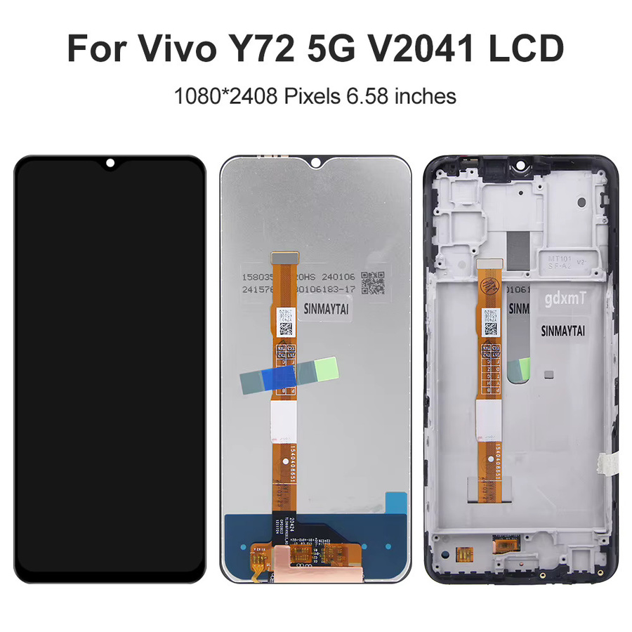 Vivo Y72 5G LCD Display mit Touch Digitizer und Rahmen in Schwarz, 6,58 Zoll - Bild 2