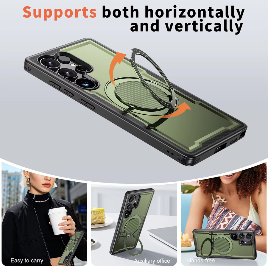 Samsung Militär Magnetische MagSafe Schutzhülle für Galaxy S25 S24 S23 S22 S21 Ultra Plus FE und weitere Modelle, Schwarz - Bild 4