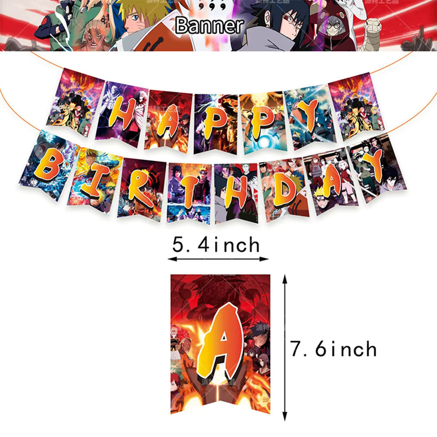 Bandai Naruto Geburtstagsparty Dekorations-Set mit Ballons, Banner und Teller in Mehrfarbig für Kinder und Fans - Bild 3