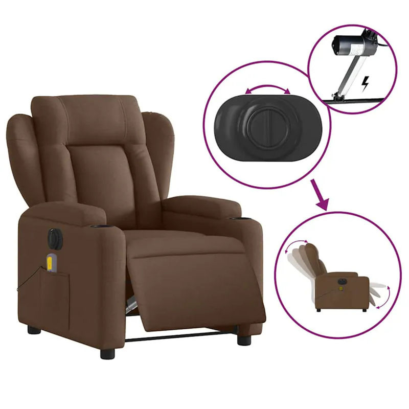 Vidaxl Elektrischer Massagesessel als Relaxsessel aus Stoff in Braun - Bild 5