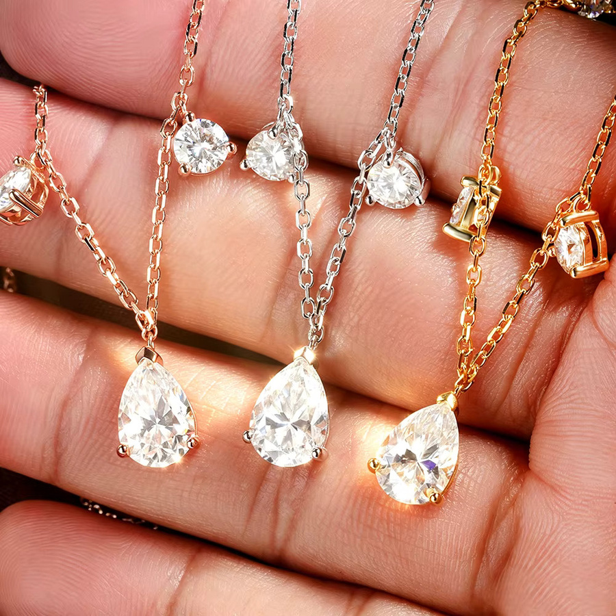 COSYA Halskette, 925 Silber, Gold, Moissanite, Diamant, Damen - Bild 3